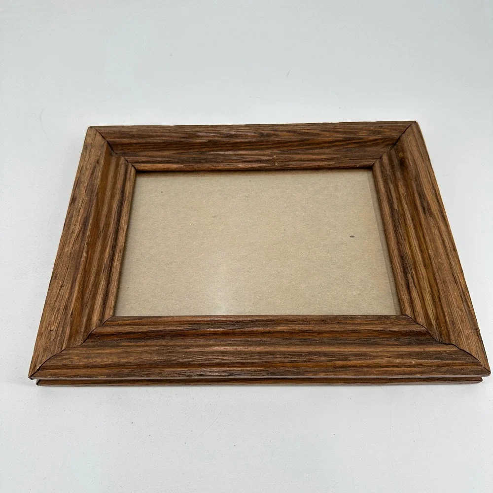 Vintage Solid Wood 4x6 Picture Frame Dark Oak Finish Beveled Edge Glass Front